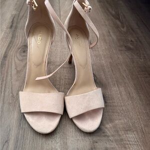 Aldo Pink Suede Heels with Ankle Strap